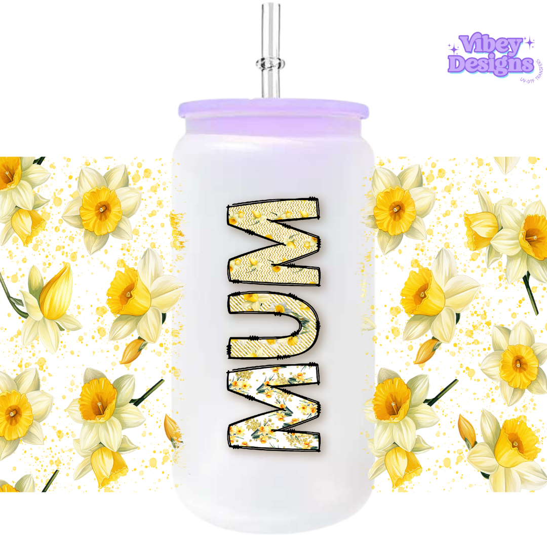 Uv Dtf Wrap For 16oz Libbey Glass - Mama Sunflowers