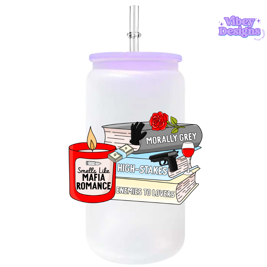 UV-DTF Transfer for Bottle, Glass, Mug, Diary - Smells like mafia romance stack