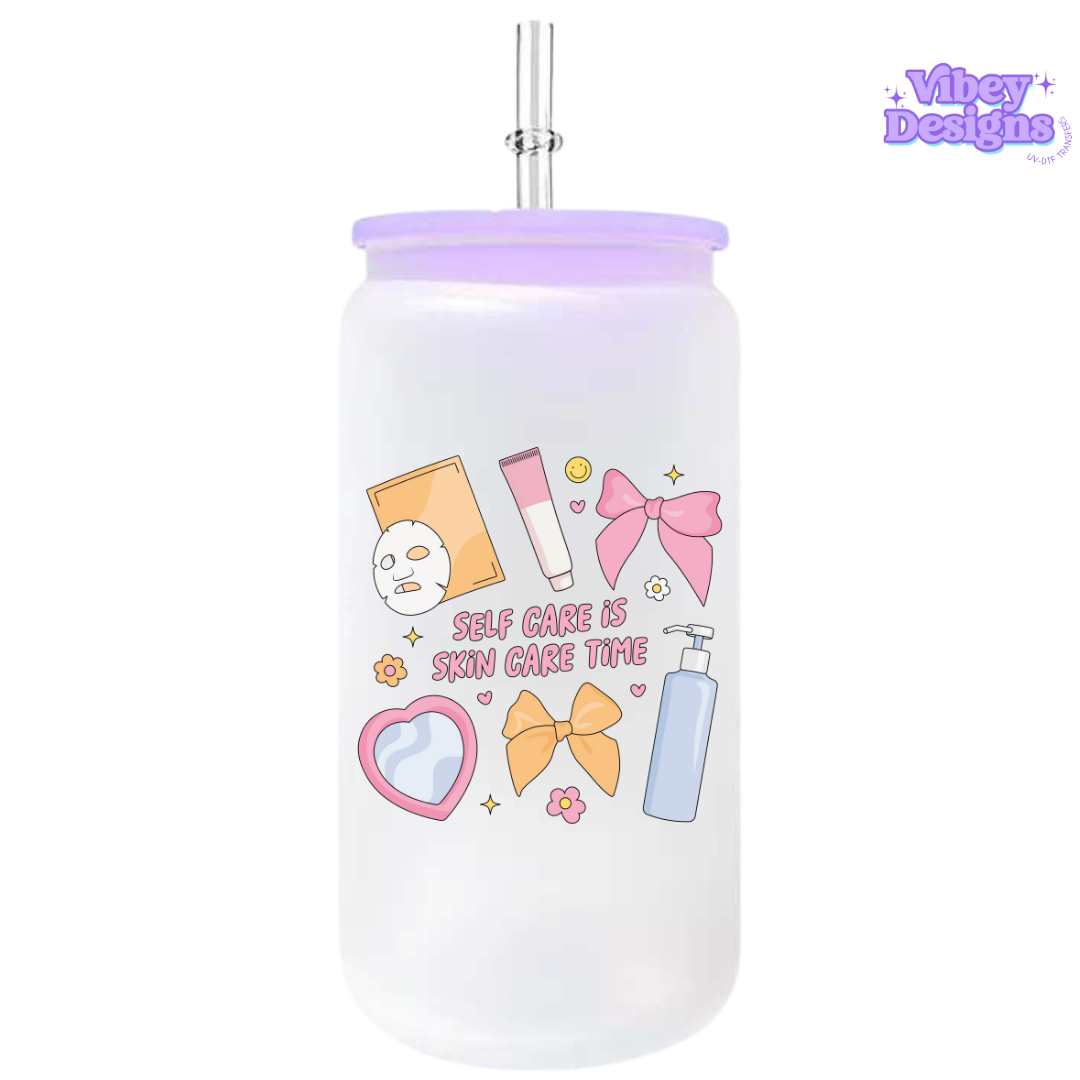 UV-DTF Transfer for Bottle, Glass, Mug, Diary - Selfcare is Skincare Time