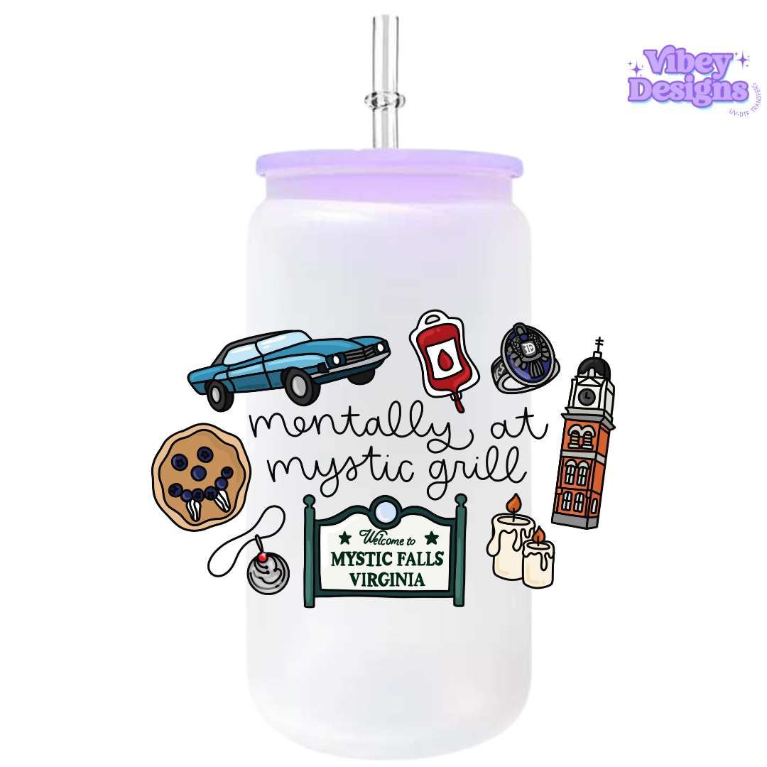 UV-DTF Transfer for Bottle, Glass, Mug, Diary - Mentally at mystic grill