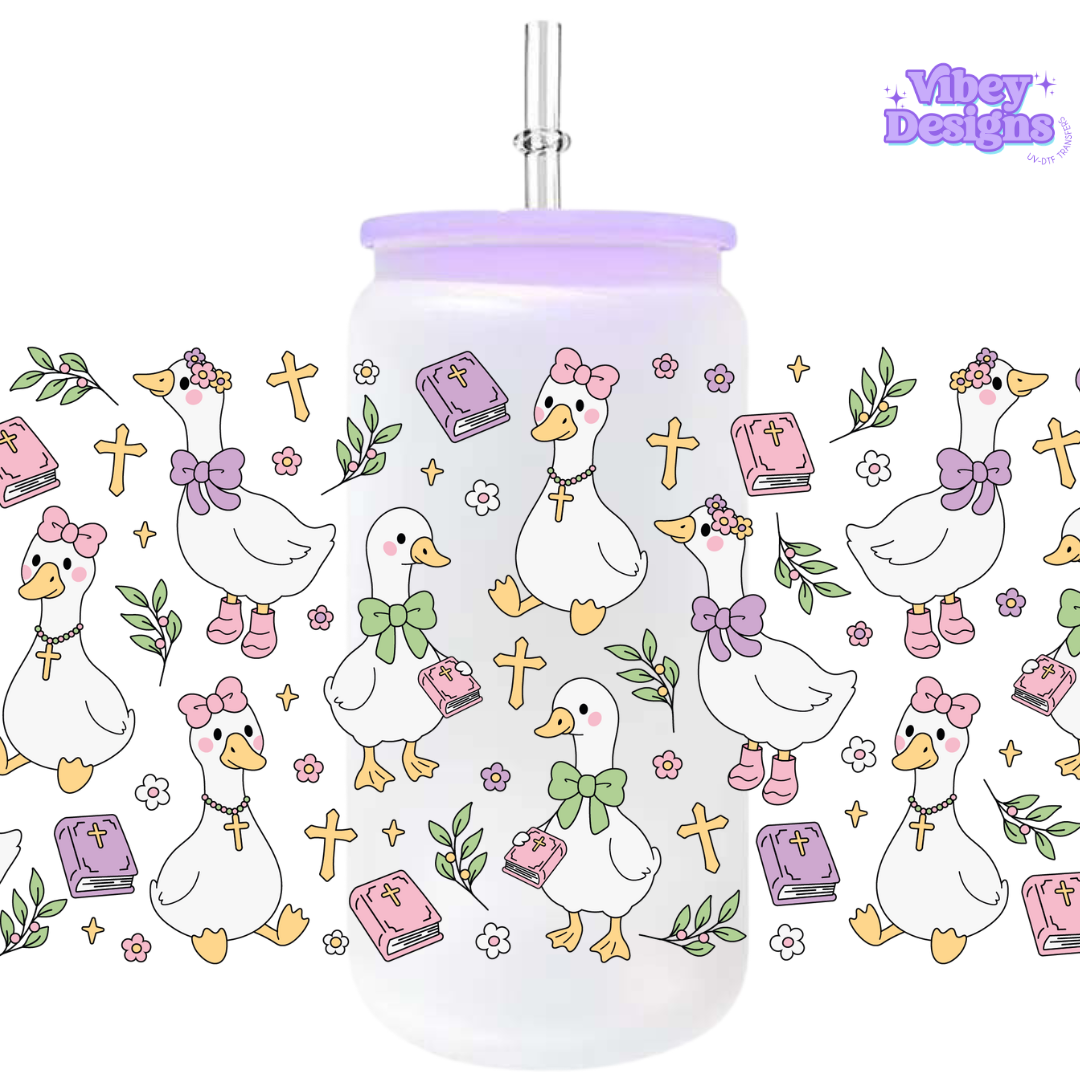 Uv Dtf Wrap For 16oz Libbey Glass - #R02 Jesus and Goose