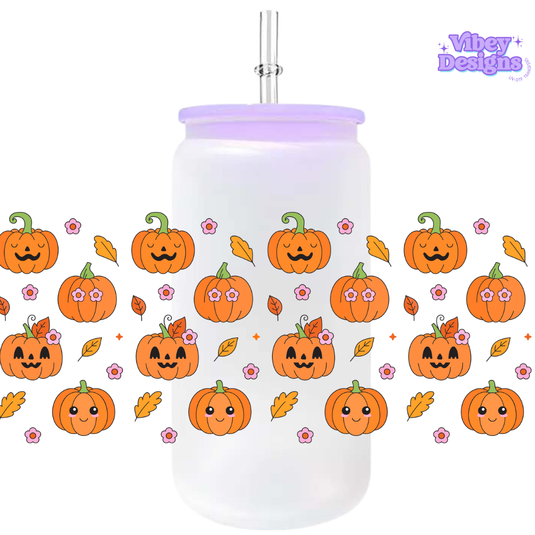 Uv Dtf Wrap For 16oz Libbey Glass - Pumpkin Pattern