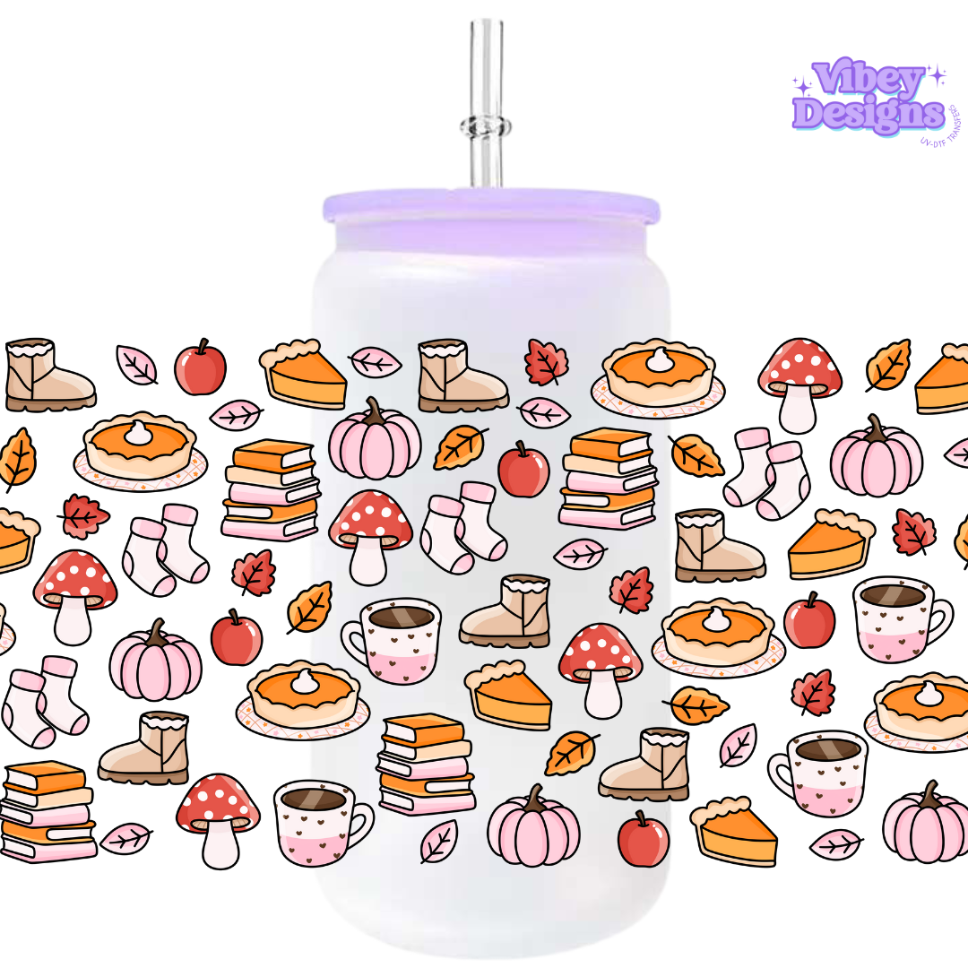 Uv Dtf Wrap For 16oz Libbey Glass - Autumn Things