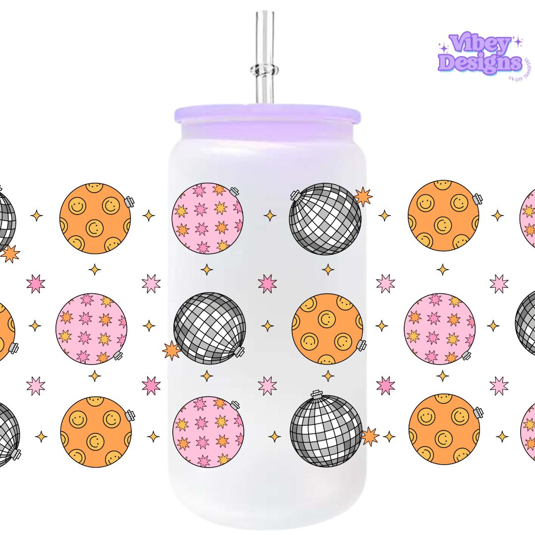 Uv Dtf Wrap For 16oz Libbey Glass - Disco Ornaments