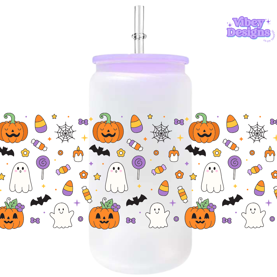 Uv Dtf Wrap For 16oz Libbey Glass - Cute Halloween