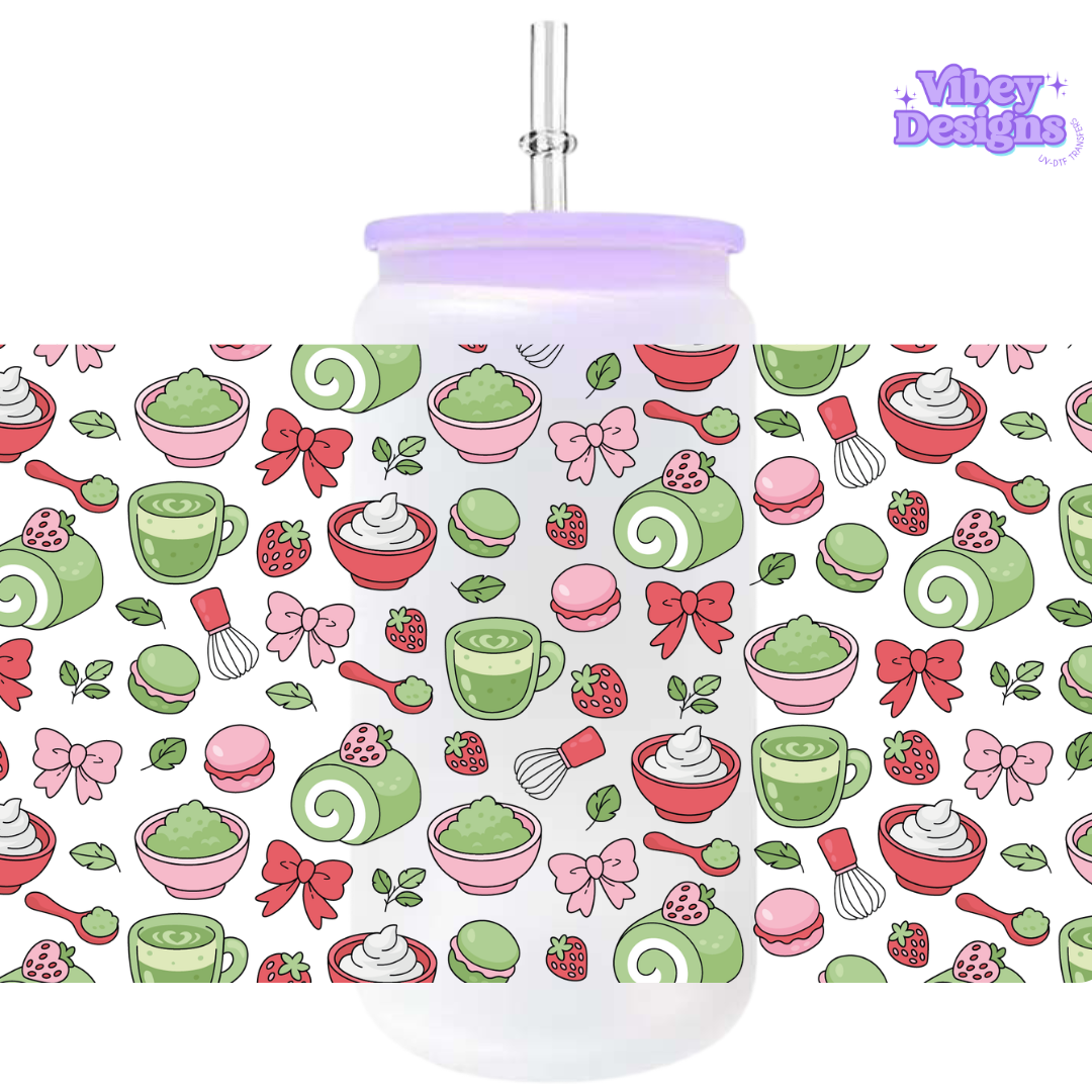 Uv Dtf Wrap For 16oz Libbey Glass - #G119 Matcha Lover Smaller
