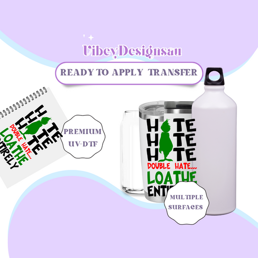 RTS UV-DTF Transfer for Bottle, Glass, Mug, Diary - Loathe Entirely Christmas