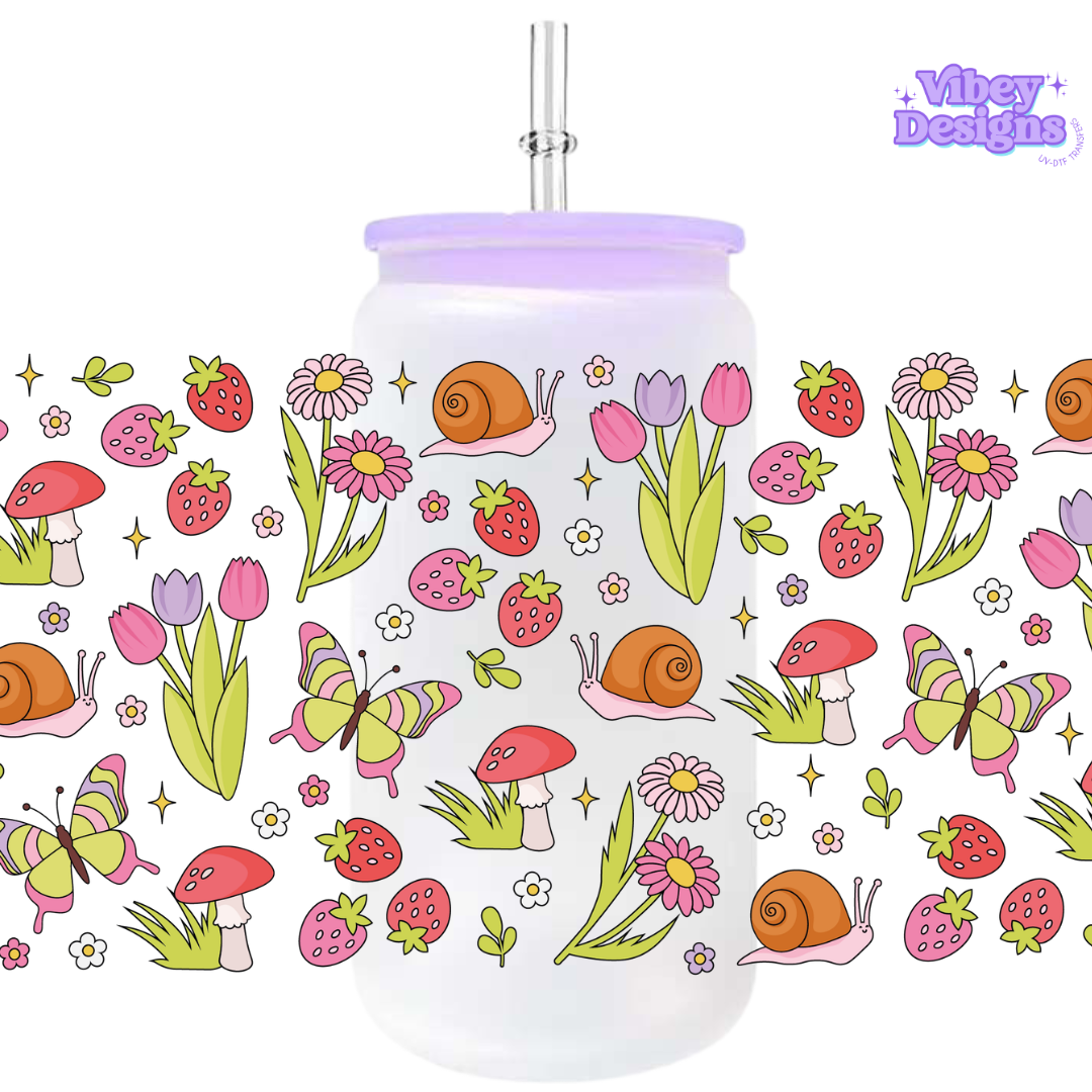 Uv Dtf Wrap For 16oz Libbey Glass - #F194 Blooming Season