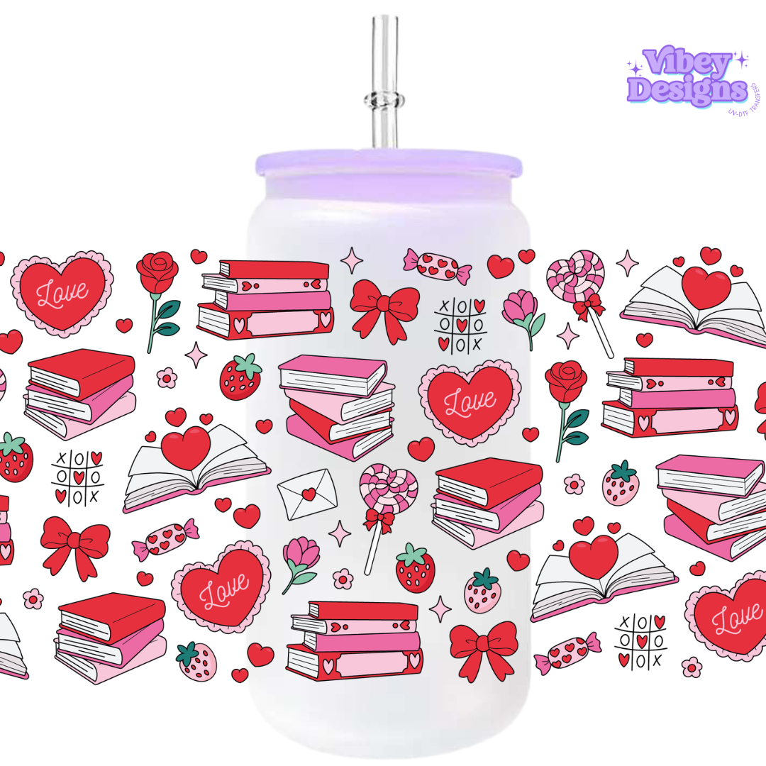 Uv Dtf Wrap For 16oz Libbey Glass - #VAL32 Bookish Babe