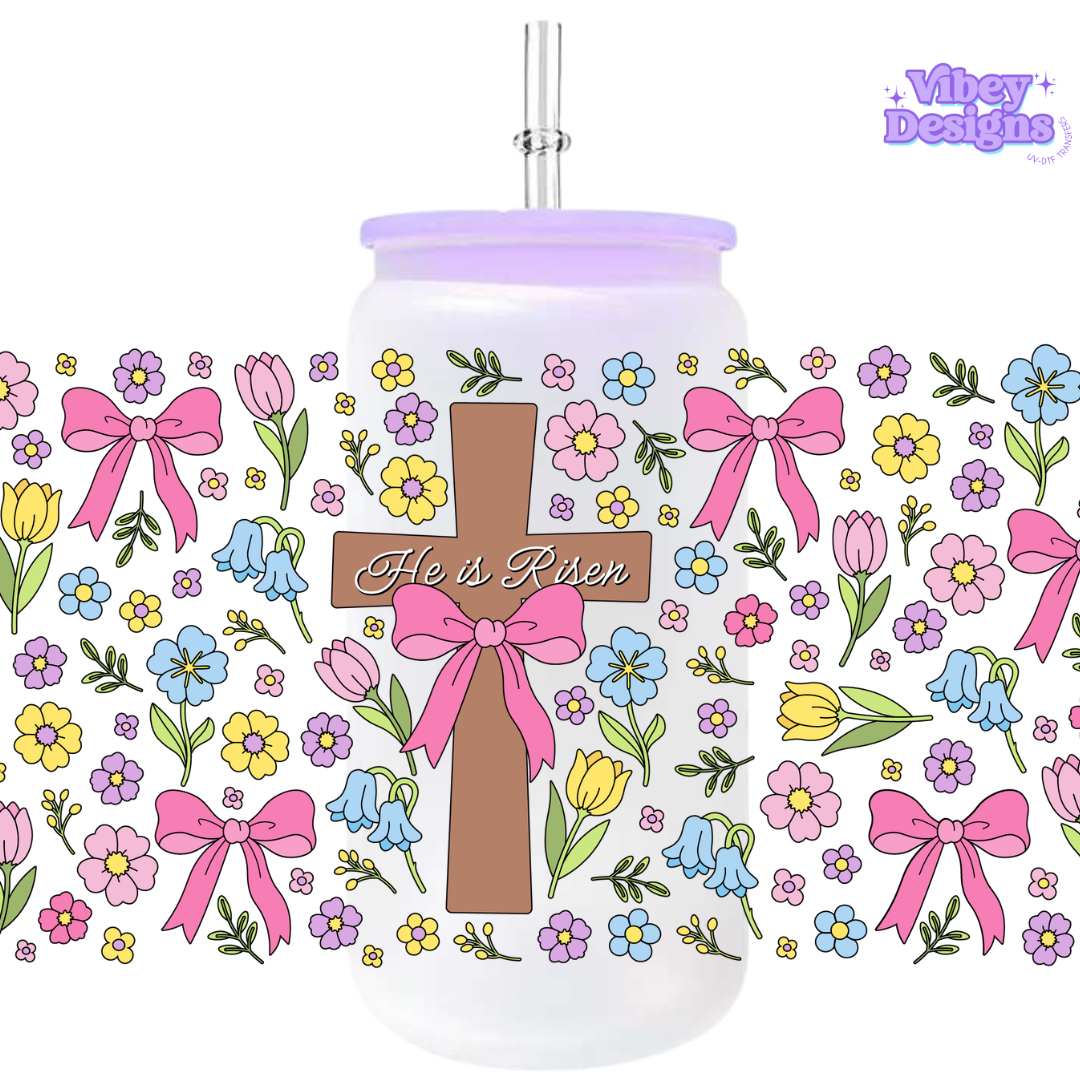 Uv Dtf Wrap For 16oz Libbey Glass - #EC04 He is risen