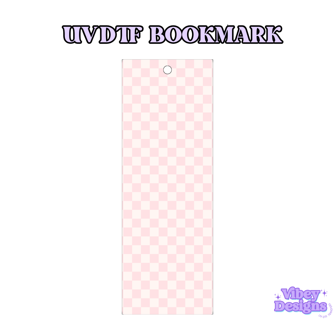 UV-DTF Bookmark Transfer - Pink Checker