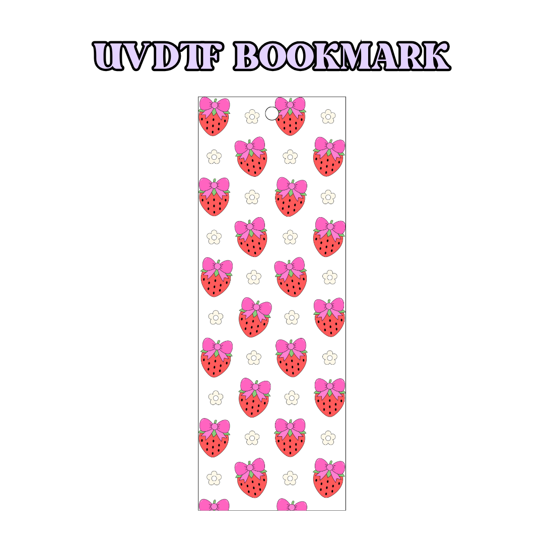 UV-DTF Bookmark Transfer BM88 - Strawberry Bow