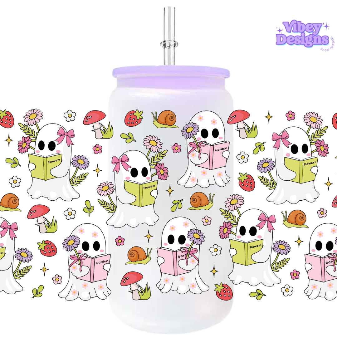 Uv Dtf Wrap For 16oz Libbey Glass - #F195 Spring Ghosts