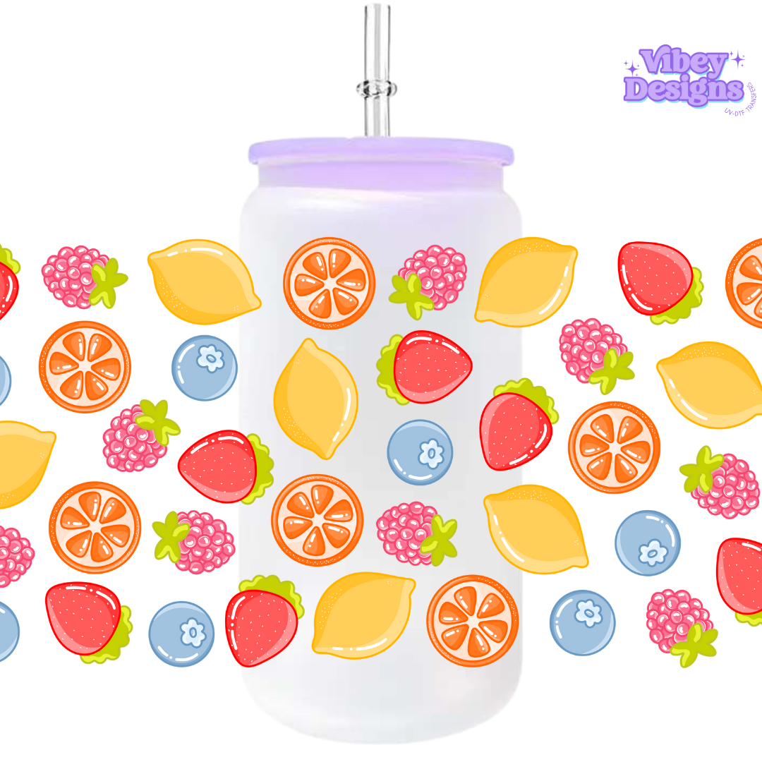 Uv Dtf Wrap For 16oz Libbey Glass - Summer Fruits