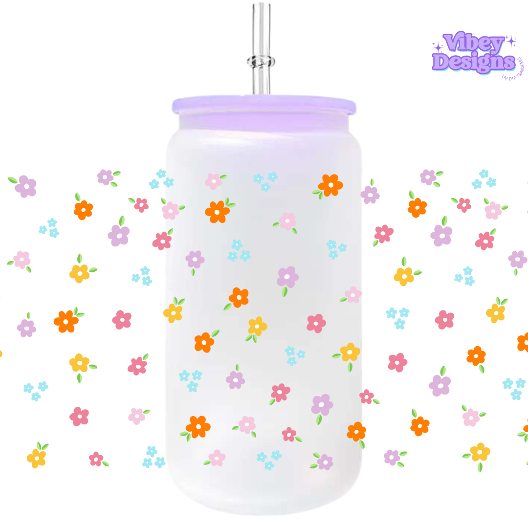 Uv Dtf Wrap For 16oz Libbey Glass - Mini Flowers