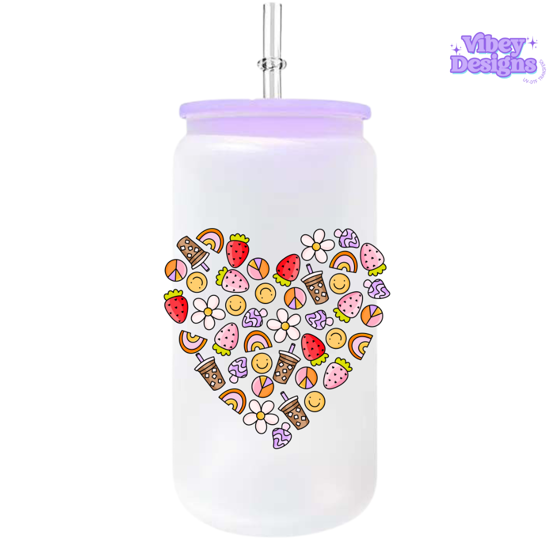 UV-DTF Transfer for Bottle, Glass, Mug, Diary - Groovy Heart