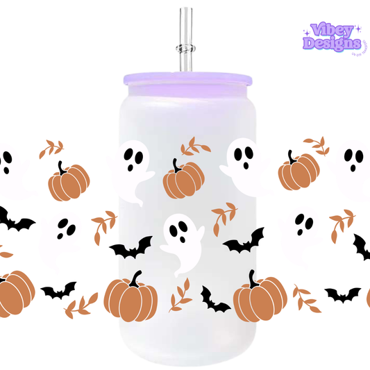 Uv Dtf Wrap For 16oz Libbey Glass - Ghosty Pumpkins