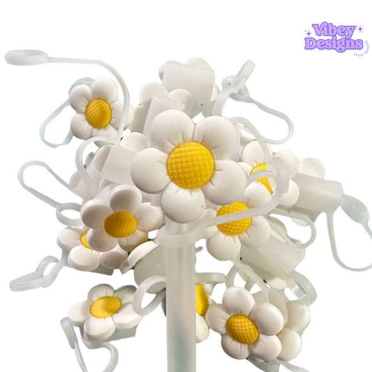 White Daisy 40oz Straw Topper