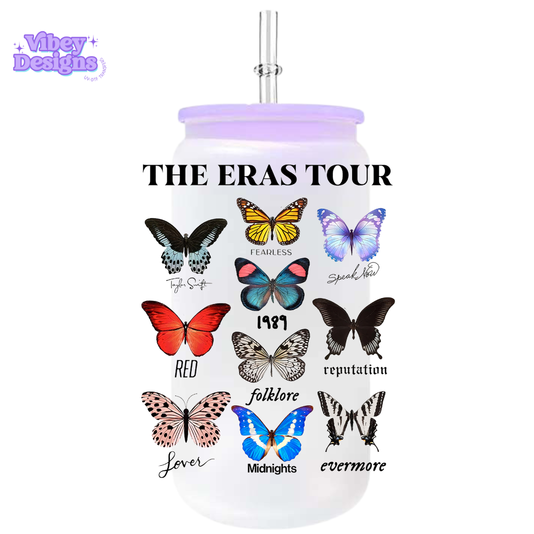 Uv Dtf Wrap For 16oz Libbey Glass - Butterflies Eras Tour