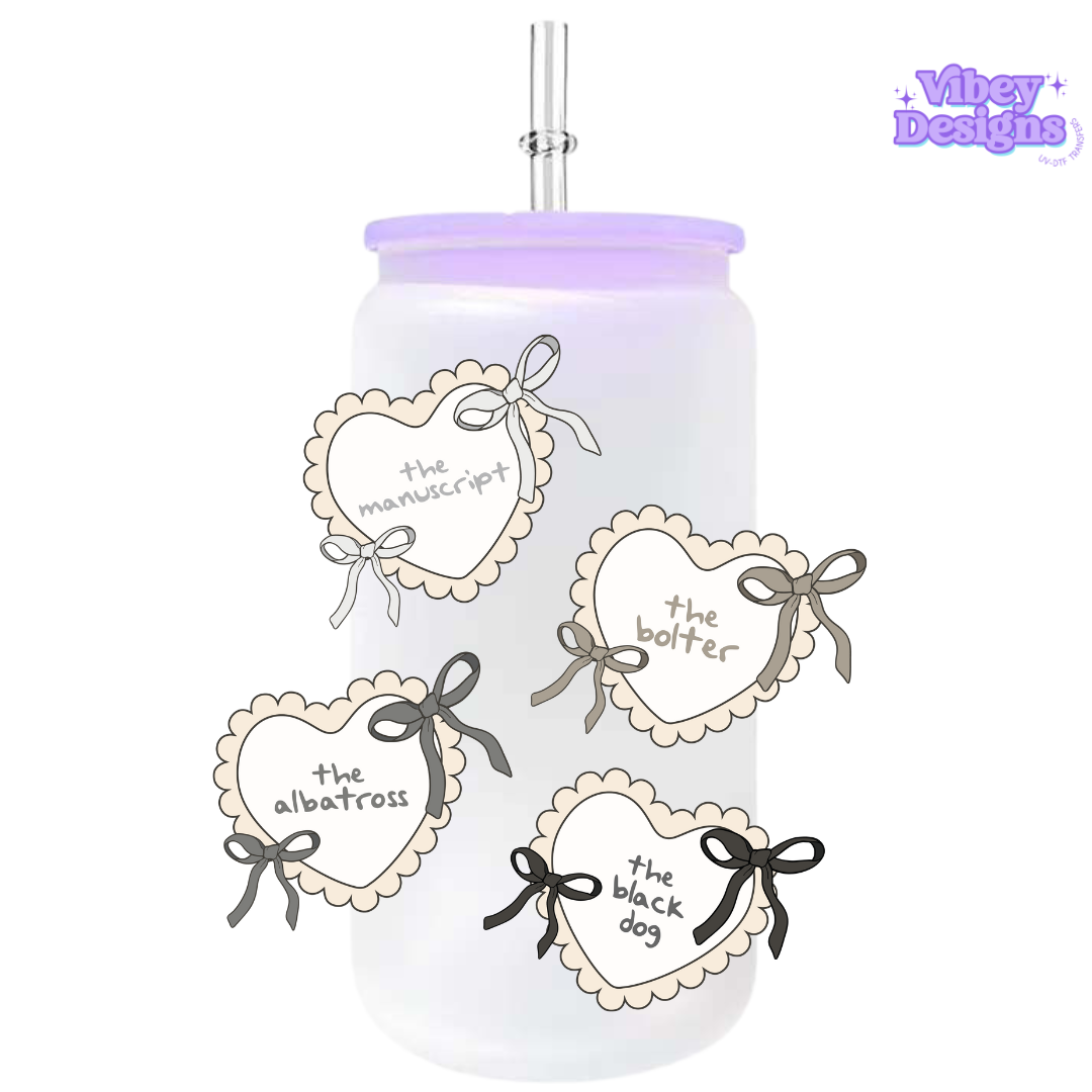 UV-DTF Transfer for Bottle, Glass, Mug, Diary - TS, The Albatross, The Black Dog Hearts
