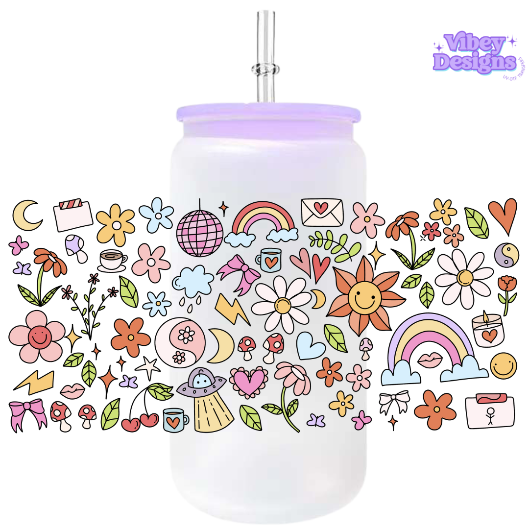 Uv Dtf Wrap For 16oz Libbey Glass - Springvibes doodles