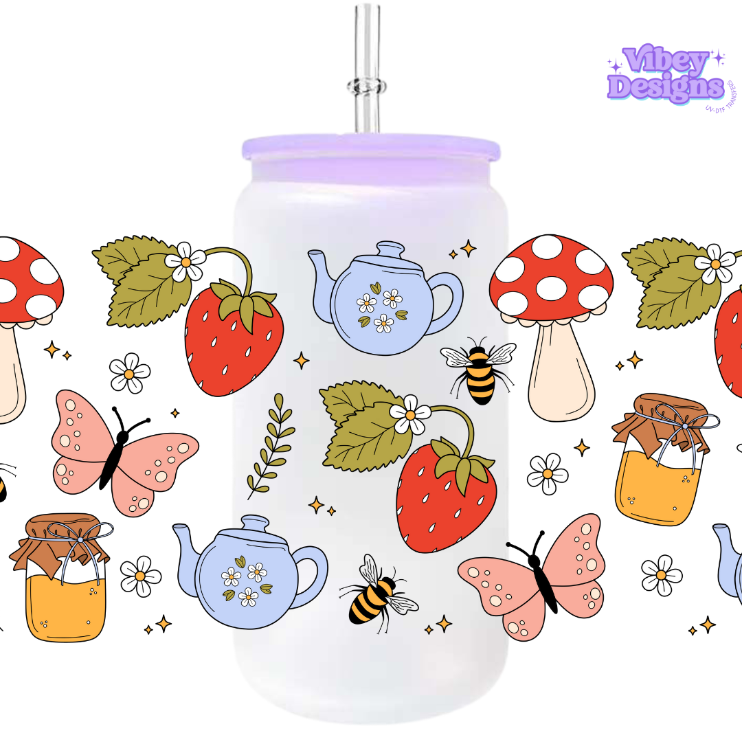 Uv Dtf Wrap For 16oz Libbey Glass - Cottage Core Vibes