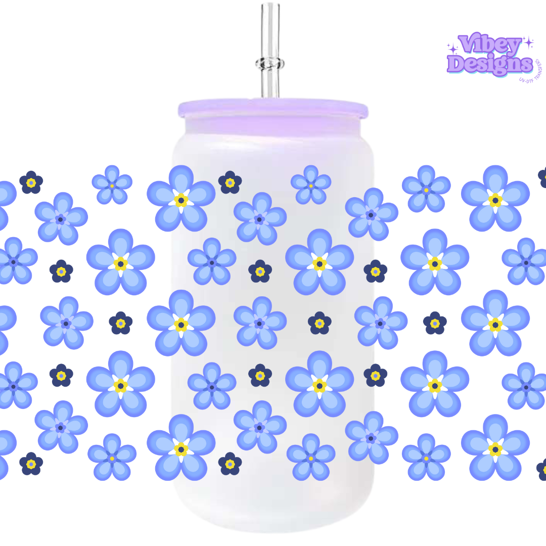 Uv Dtf Wrap For 16oz Libbey Glass - Forget Me Not