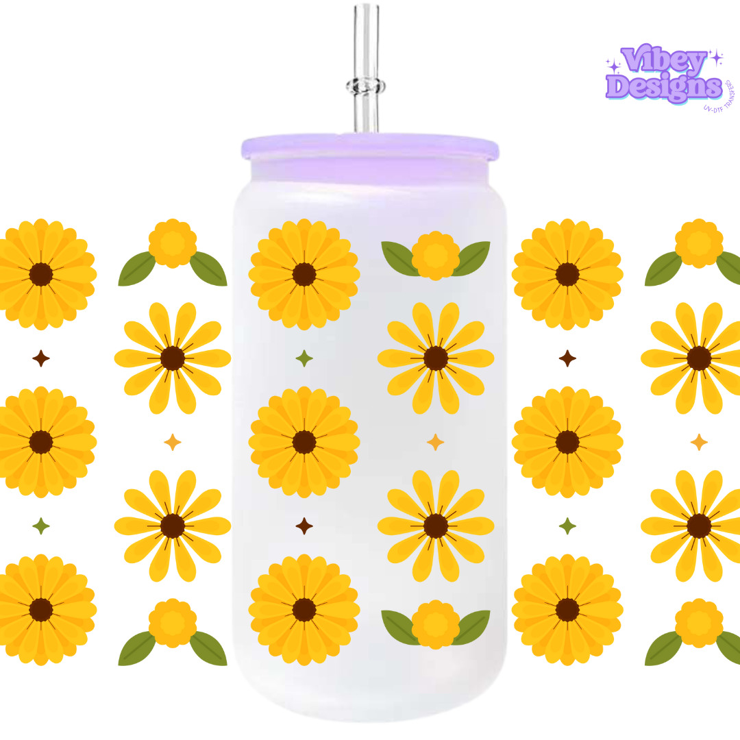 Uv Dtf Wrap For 16oz Libbey Glass - Sunflowers