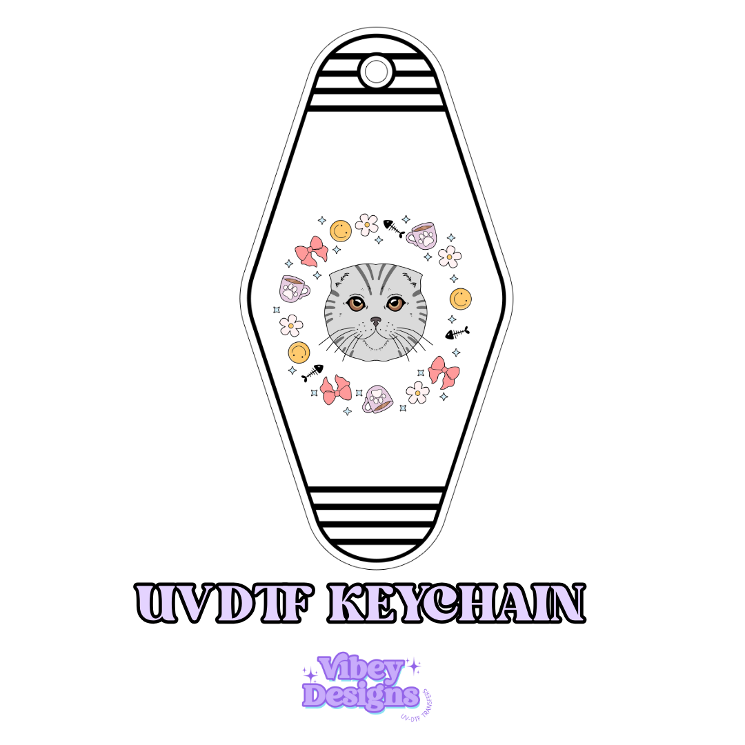 RTS Motel Keychain | Shot glass Decal - Cat & Flowers