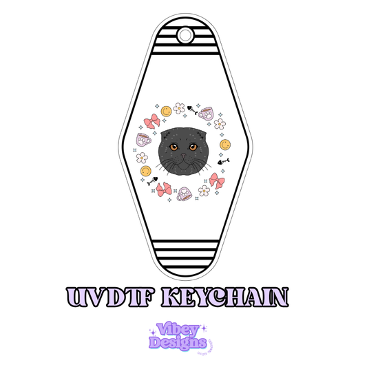 RTS Motel Keychain | Shot glass Decal - Cat & Flowers