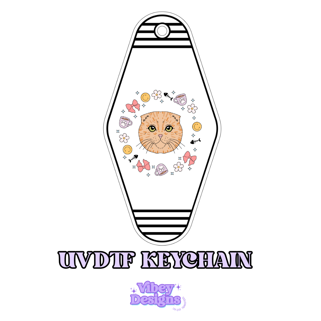 RTS Motel Keychain | Shot glass Decal - Cat & Flowers