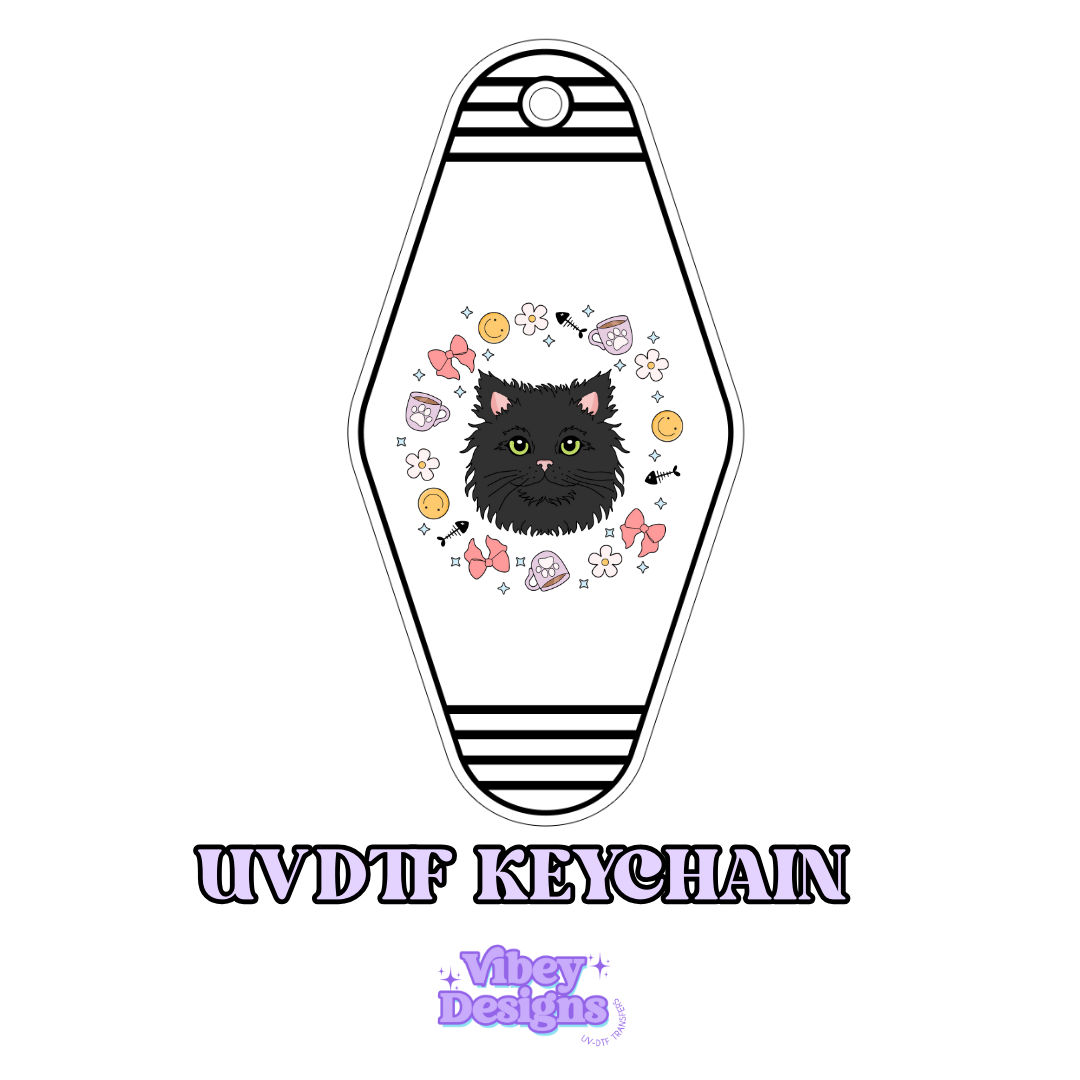 RTS Motel Keychain | Shot glass Decal - Cat & Flowers