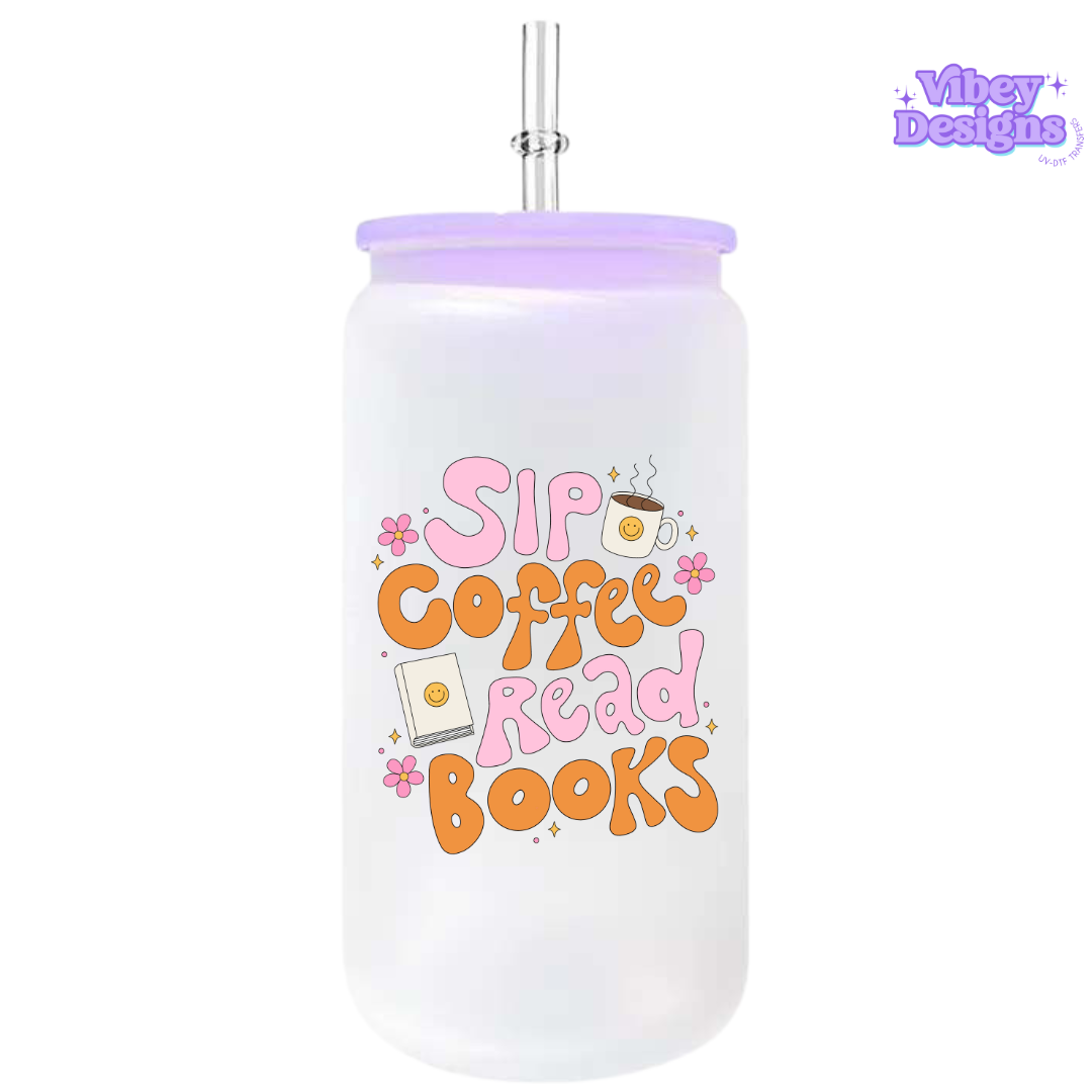 UV-DTF Transfer for Bottle, Glass, Mug, Diary - Sip Coffee Read Books