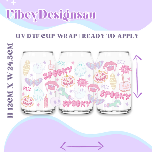 Uv Dtf Wrap for 16 oz Libbey Glass - Pastel Halloween