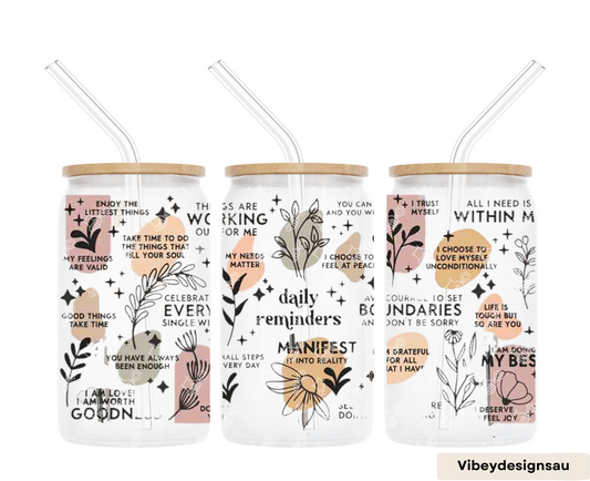 Uv Dtf Wrap for 16 oz Libbey Glass - Daily Reminders