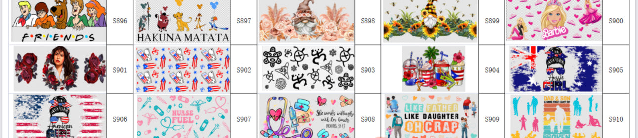 Designs 896 - 910