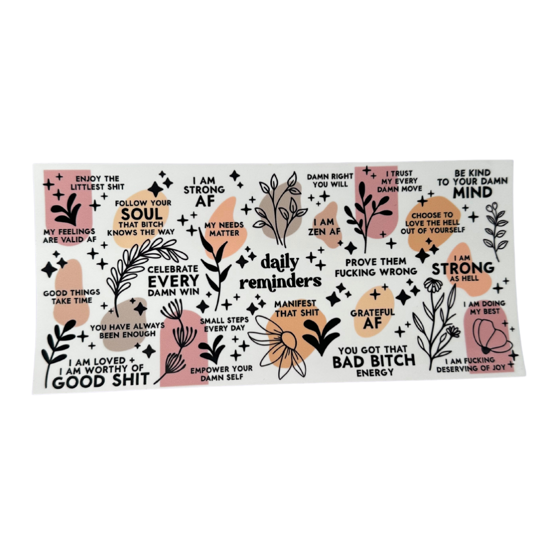 Uv Dtf Wrap for 16 oz Libbey Glass - Daily Reminders