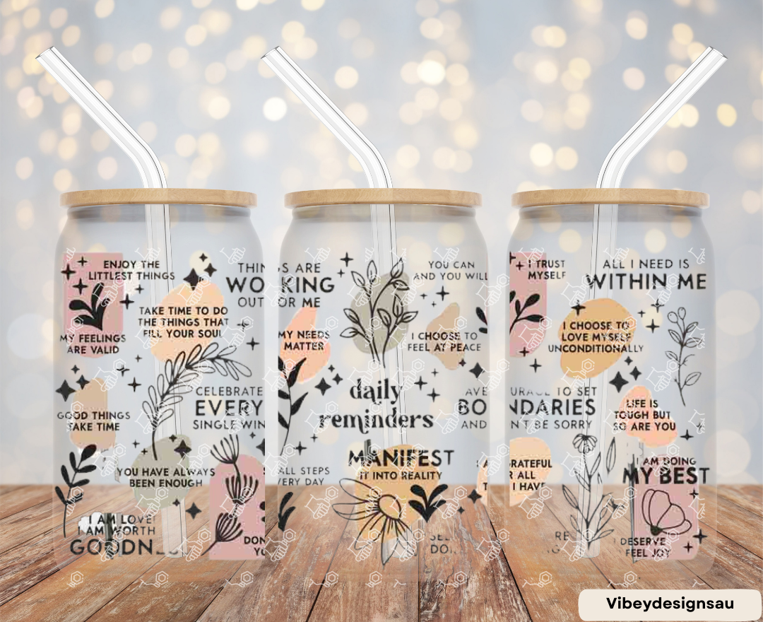Uv Dtf Wrap for 16 oz Libbey Glass - Daily Reminders