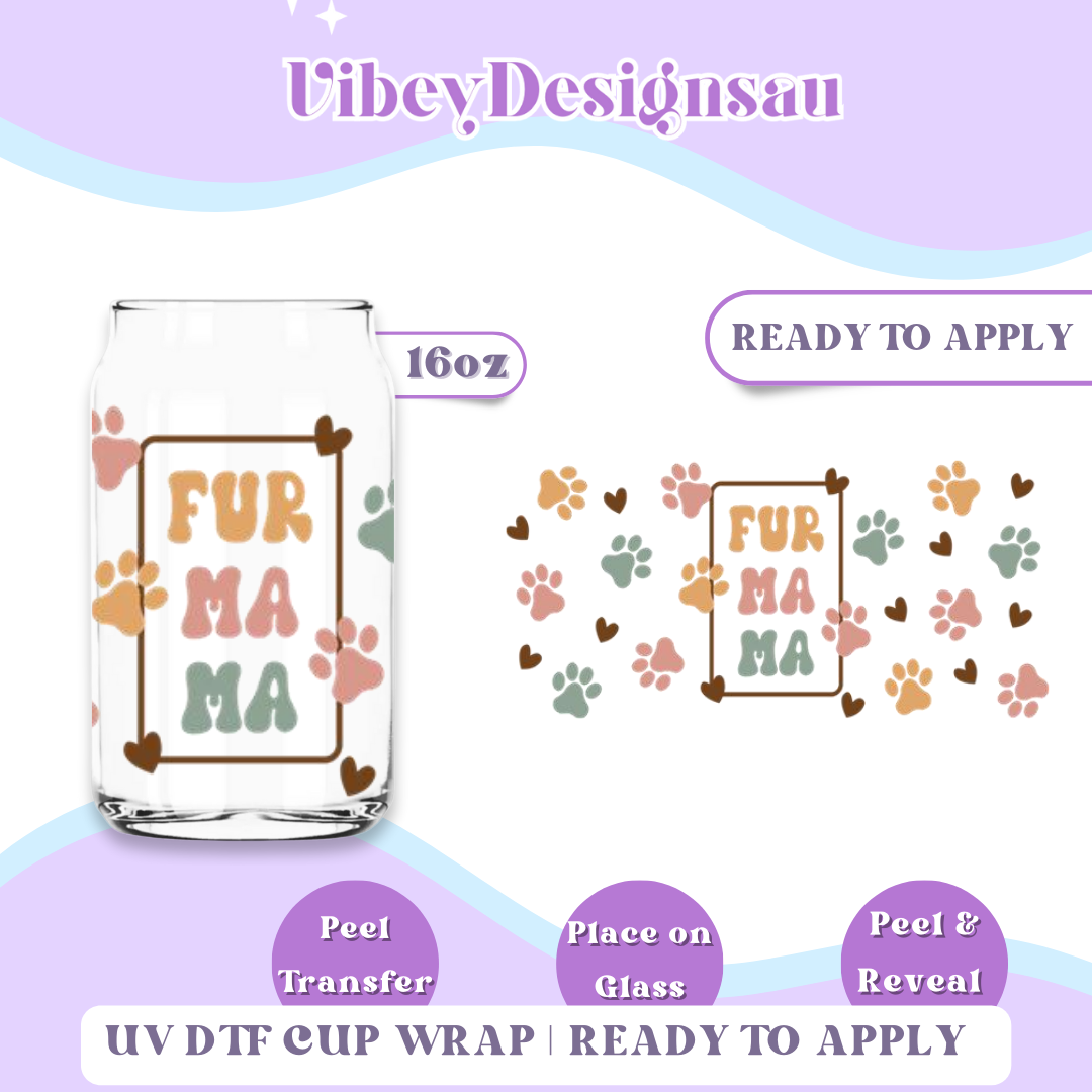 Uv Dtf Cup Wrap for 16oz Libbey Glass - Fur Mama – VibeyDesigns Au