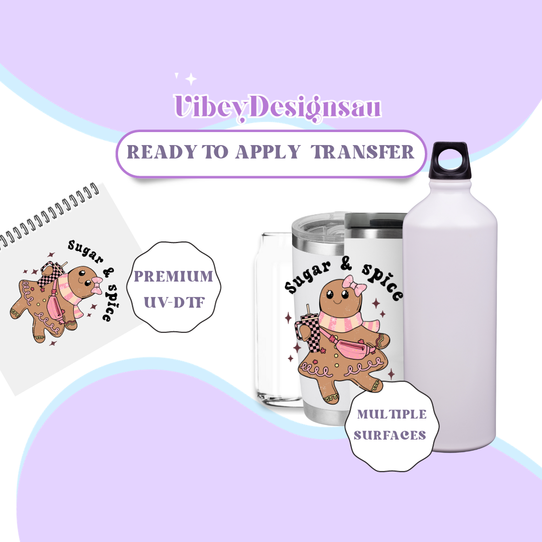 RTS UV-DTF Transfer for Bottle, Glass, Mug, Diary - Sugar & Spice Pink