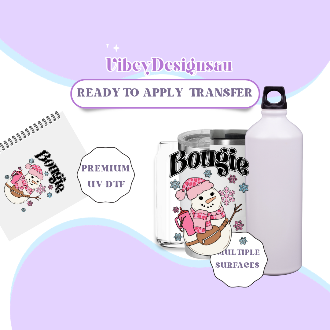 RTS UV-DTF Transfer for Bottle, Glass, Mug, Diary - Bougie Snowman