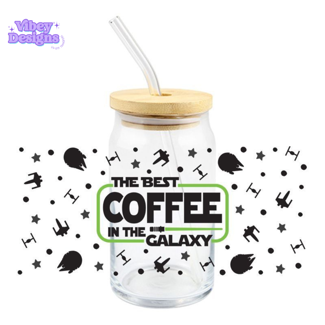 Uv Dtf Wrap For 16oz Libbey Glass - Best Coffee In the Galaxy