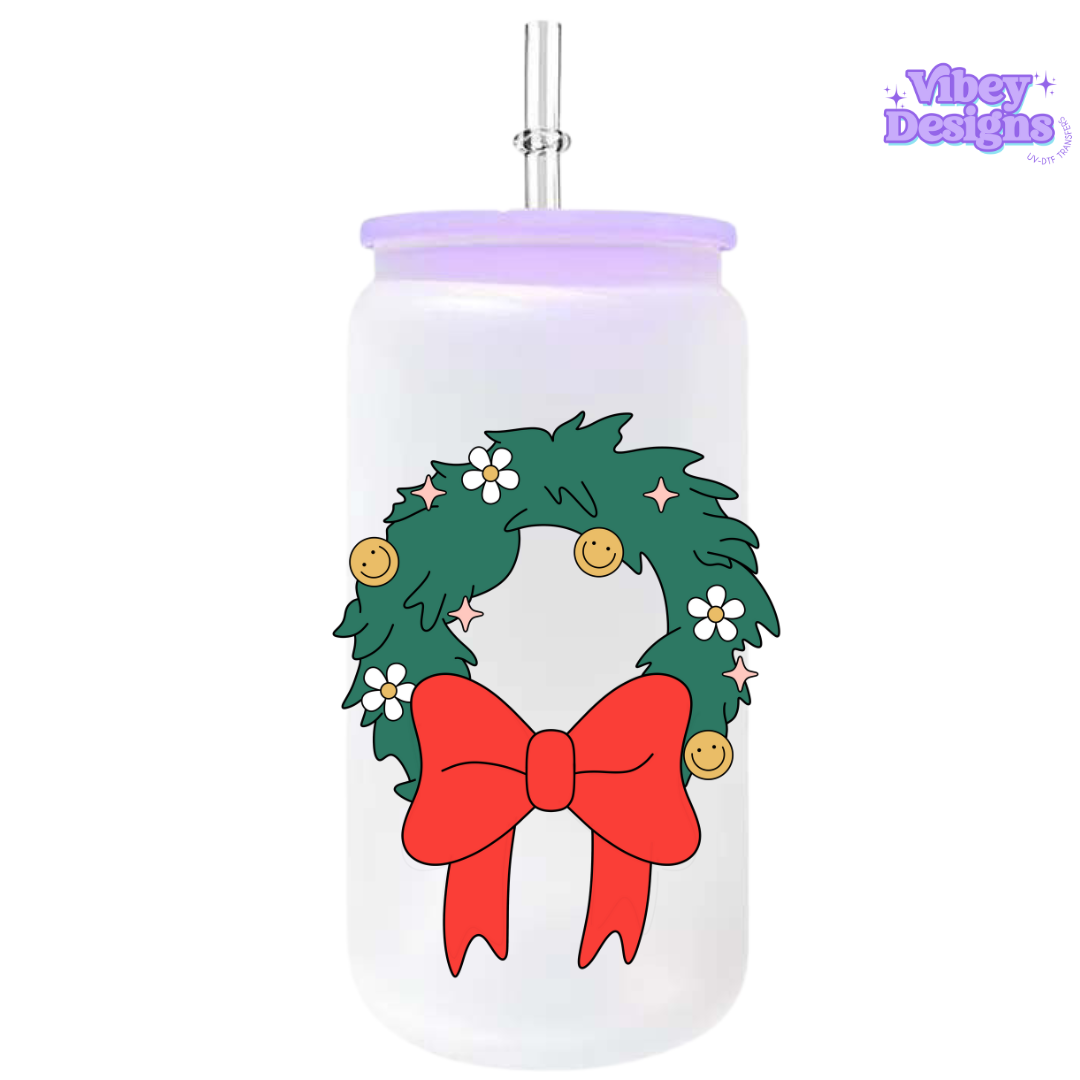 UV-DTF Transfer for Bottle, Glass, Mug, Diary - Jolly Wreath