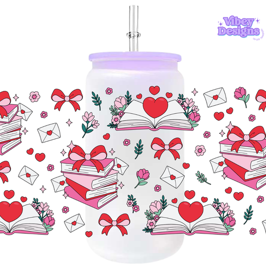 Uv Dtf Wrap For 16oz Libbey Glass - #VAL33 Love Books