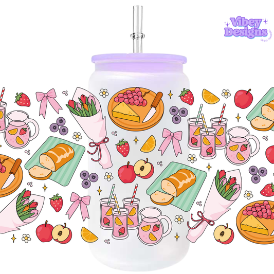 Uv Dtf Wrap For 16oz Libbey Glass - Picnic & Lemonade