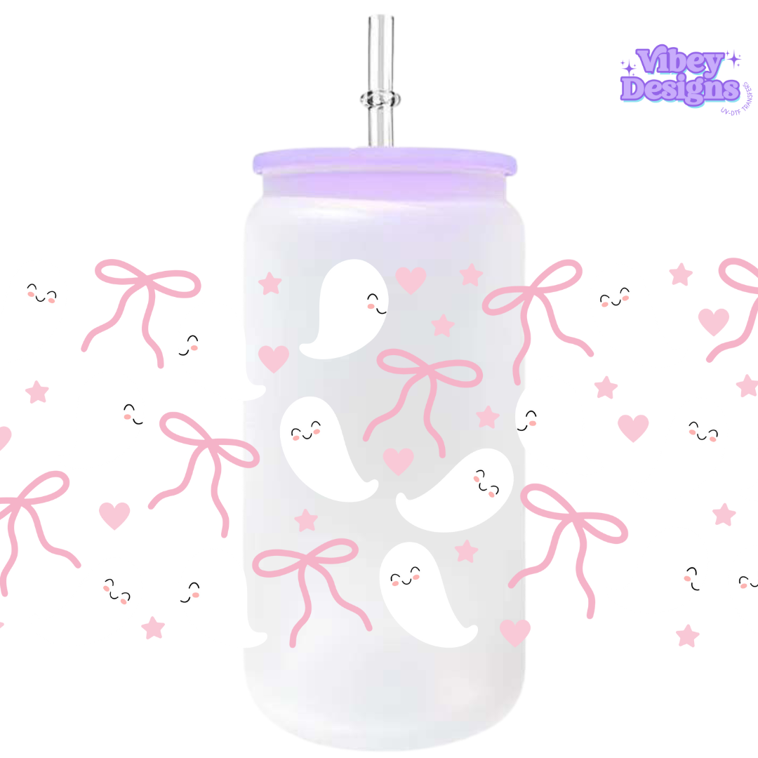 Uv Dtf Wrap For 16oz Libbey Glass - Ghost & Bows