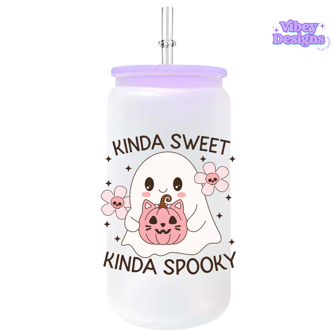 UV-DTF Transfer for Bottle, Glass, Mug, Diary - Sorta Sweet Ghost (pink)