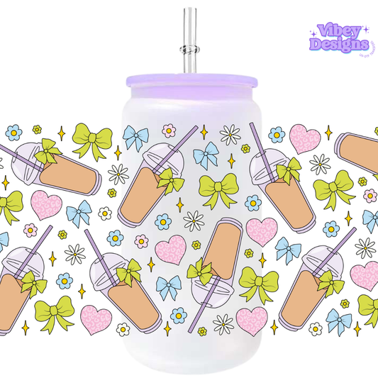 Uv Dtf Wrap For 16oz Libbey Glass - Coffee & Bows
