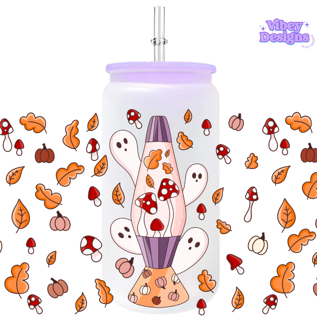 Uv Dtf Wrap For 16oz Libbey Glass - Lava Ghostie Fall