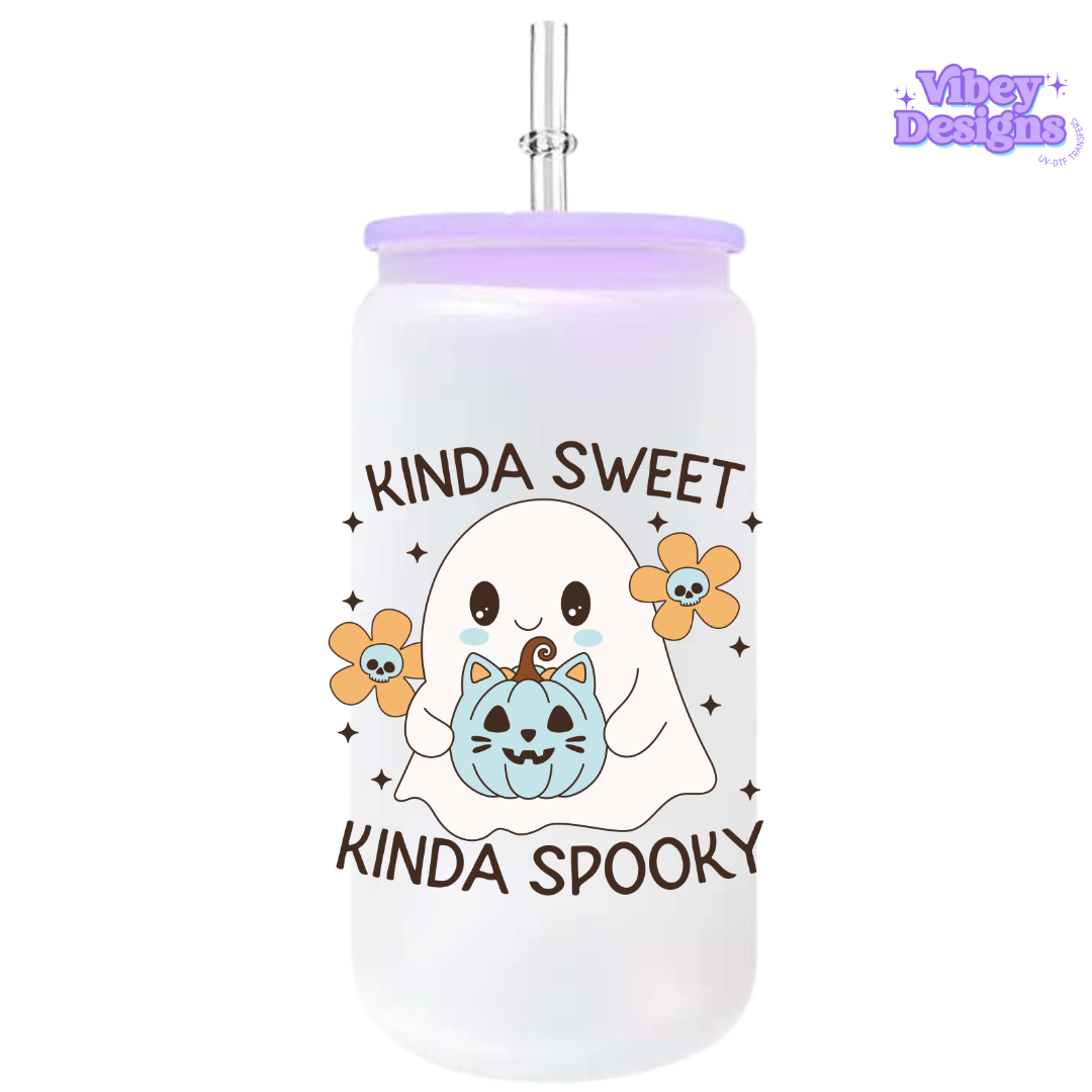 UV-DTF Transfer for Bottle, Glass, Mug, Diary - Sorta Sweet Ghost (blue)